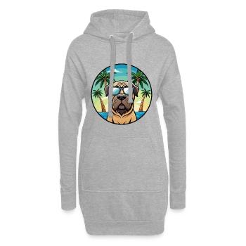 Englische Dogge Hund Rasse Cartoon Sonnenbrille Strand - Hoodie-Kleid - Grau meliert - Vorne