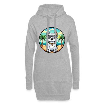 Dogue Argentino Chien Race Dessin Animé Lunettes De Soleil Plage - Sweat-shirt à capuche long Femme - gris chiné - Devant
