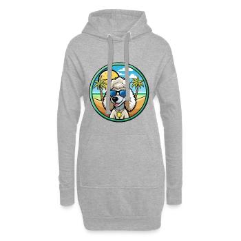 Corded Poodle Dog Breed Cartoon Sunglasses Beach - Hoodie Dress - heather grey - Front