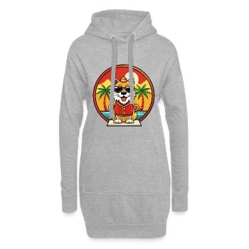 Chinesische kaiserliche Hunderasse Cartoon Sonnenbrille Strand - Hoodie-Kleid - Grau meliert - Vorne