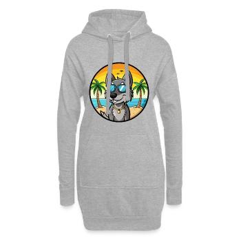 Cesky Fousek Hunderasse Cartoon Sonnenbrille Strand - Hoodie-Kleid - Grau meliert - Vorne