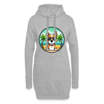 Brasilianischer Terrier Hunderasse Cartoon Sonnenbrille Strand - Hoodie-Kleid - Grau meliert - Vorne