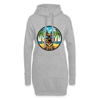 Black Tan Dog Breed Cartoon Sunglasses Beach - Hoodie Dress - heather grey - Front