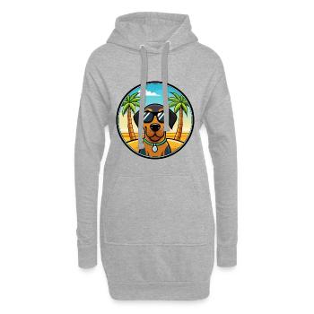 Black And Tan Coonhound Dog Breed Cartoon Beach - Hoodie Dress - heather grey - Front