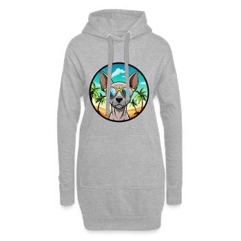 Amerikanischer haarloser Terrier Hunderasse Cartoon Beach - Hoodie-Kleid - Grau meliert - Vorne