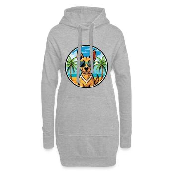 Andalusischer Windhund Rasse Cartoon Sonnenbrille Strand - Hoodie-Kleid - Grau meliert - Vorne