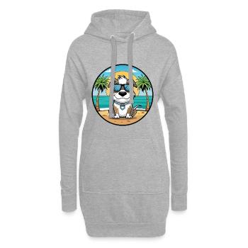Argentino Chien Race Dessin Animé Lunettes De Soleil Plage - Sweat-shirt à capuche long Femme - gris chiné - Devant