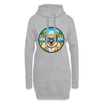 Aidi Hunderasse Cartoon Sonnenbrille Strand - Hoodie-Kleid - Grau meliert - Vorne