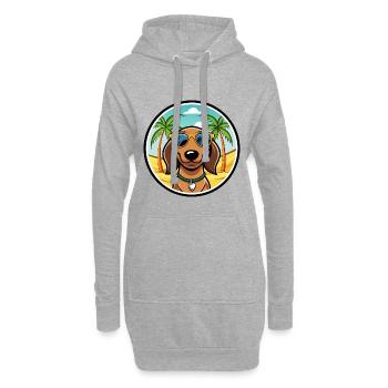 Teckel de Westphalie Race De Chien Dessin Animé Plage - Sweat-shirt à capuche long Femme - gris chiné - Devant