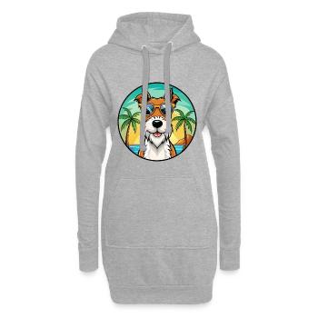 Draht Foxterrier Hunderasse Cartoon Sonnenbrille Strand - Hoodie-Kleid - Grau meliert - Vorne
