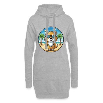 Spielzeug Deutscher Spitz Hund Rasse Cartoon Sonnenbrille Strand - Hoodie-Kleid - Grau meliert - Vorne