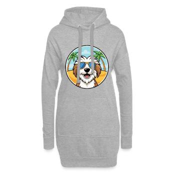 Tibet Terrier Hund Rasse Cartoon Sonnenbrille Strand - Hoodie-Kleid - Grau meliert - Vorne