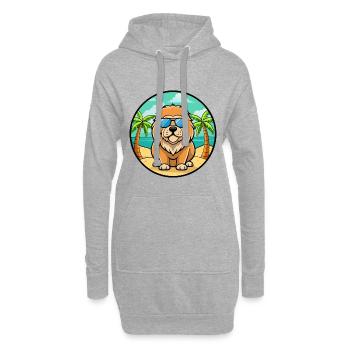 Tibetische Dogge Hunderasse Cartoon Sonnenbrille Strand - Hoodie-Kleid - Grau meliert - Vorne