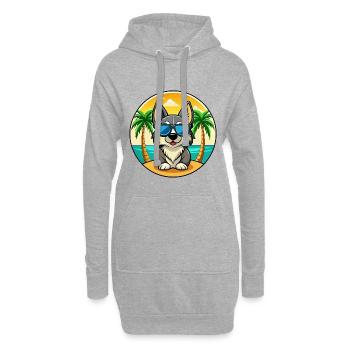Schwedische Vallhund Hunderasse Cartoon Sonnenbrille Strand - Hoodie-Kleid - Grau meliert - Vorne