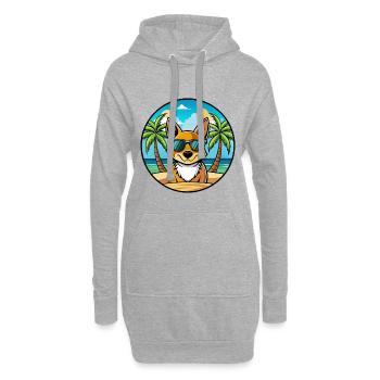 St Miguel Cattle Dog Rasse Cartoon Sonnenbrille Strand - Hoodie-Kleid - Grau meliert - Vorne
