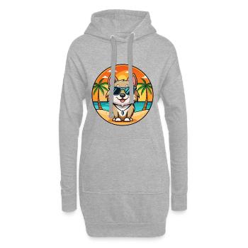 Schwedische Lapphund Hunderasse Cartoon Sonnenbrille Strand - Hoodie-Kleid - Grau meliert - Vorne