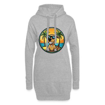Sloughi Hunderasse Cartoon Sonnenbrille Strand - Hoodie-Kleid - Grau meliert - Vorne