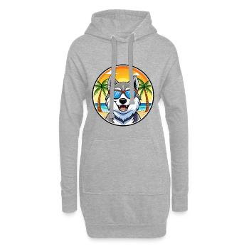Seppala Sibirische Schlittenhunderasse Cartoon Sonnenbrille - Hoodie-Kleid - Grau meliert - Vorne