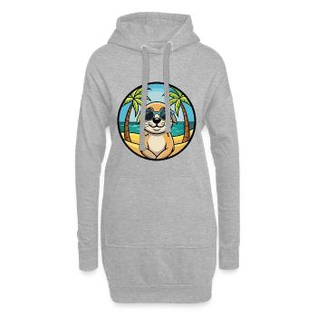 Seskar phoque chien race dessin animé lunettes de soleil plage - Sweat-shirt à capuche long Femme - gris chiné - Devant