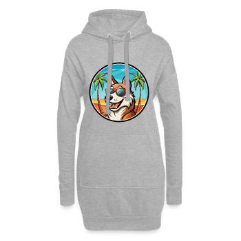 Russischer Jagdhund Rasse Cartoon Sonnenbrille Strand - Hoodie-Kleid - Grau meliert - Vorne