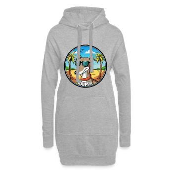 Rampur Windhund Hunderasse Cartoon Sonnenbrille Strand - Hoodie-Kleid - Grau meliert - Vorne