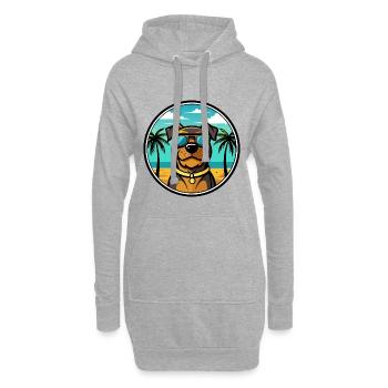 Rottweiler Chien Race Dessin Animé Lunettes De Soleil Plage - Sweat-shirt à capuche long Femme - gris chiné - Devant