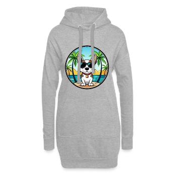 Rat Terrier Hund Rasse Cartoon Sonnenbrille Strand - Hoodie-Kleid - Grau meliert - Vorne