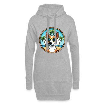 Glatte Foxterrier Hunderasse Cartoon Sonnenbrille - Hoodie-Kleid - Grau meliert - Vorne