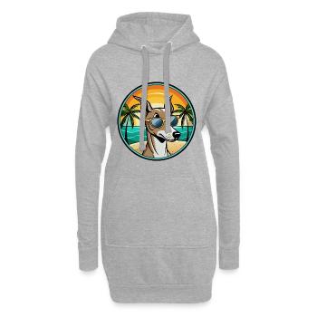 Polnischer Windhund Hund Rasse Cartoon Sonnenbrille Strand - Hoodie-Kleid - Grau meliert - Vorne