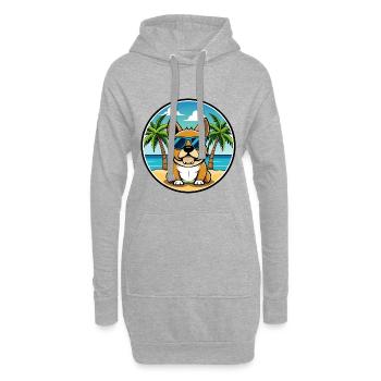 Perro De Presa Mallorquinische Hunderasse Cartoon Beach - Hoodie-Kleid - Grau meliert - Vorne