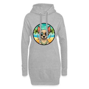 Peruanische haarlose Hunderasse Cartoon Sonnenbrille Strand - Hoodie-Kleid - Grau meliert - Vorne