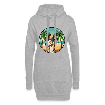 Alter kroatischer Windhund Hunderasse Cartoon Strand - Hoodie-Kleid - Grau meliert - Vorne