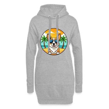 Pembroke Welsh Corgi Hunderasse Cartoon Sonnenbrille - Hoodie-Kleid - Grau meliert - Vorne