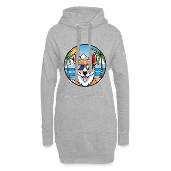 Norwegische Lundehund Hunderasse Cartoon Sonnenbrille - Hoodie-Kleid - Grau meliert - Vorne