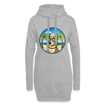 Norwegischer Windhund Rasse Cartoon Sonnenbrille Strand - Hoodie-Kleid - Grau meliert - Vorne