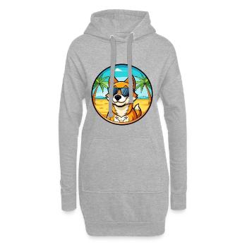 Lunettes de soleil de dessin animé de race de chien chantant de Nouvelle-Guinée - Sweat-shirt à capuche long Femme - gris chiné - Devant