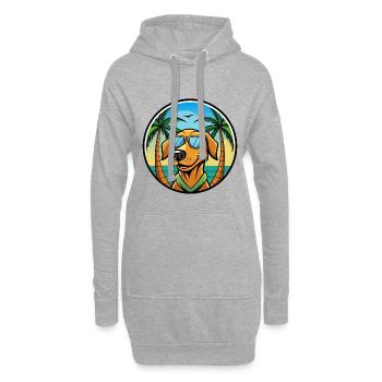Litauischer Windhund Rasse Cartoon Sonnenbrille Strand - Hoodie-Kleid - Grau meliert - Vorne