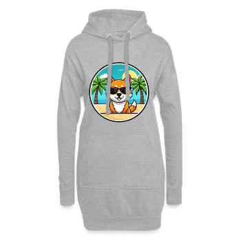 Korean Jindo Dog Breed Cartoon Sunglasses Beach - Hoodie Dress - heather grey - Front