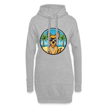 Dingo Hund Rasse Cartoon Sonnenbrille Strand - Hoodie-Kleid - Grau meliert - Vorne