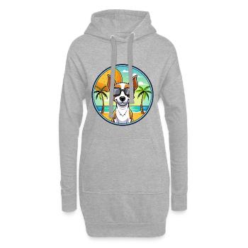 Decker Rat Terrier Hunderasse Cartoon Sonnenbrille - Hoodie-Kleid - Grau meliert - Vorne