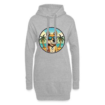 Cesky Fousek Hunderasse Cartoon Sonnenbrille Strand - Hoodie-Kleid - Grau meliert - Vorne