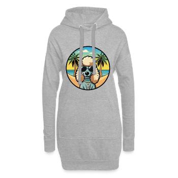 Corded Poodle Dog Breed Cartoon Sunglasses Beach - Hoodie Dress - heather grey - Front