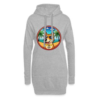 Cao De Gado Transmontano Dog Breed Cartoon Beach - Hoodie Dress - heather grey - Front