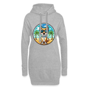 Brasilianischer Terrier Hunderasse Cartoon Sonnenbrille Strand - Hoodie-Kleid - Grau meliert - Vorne