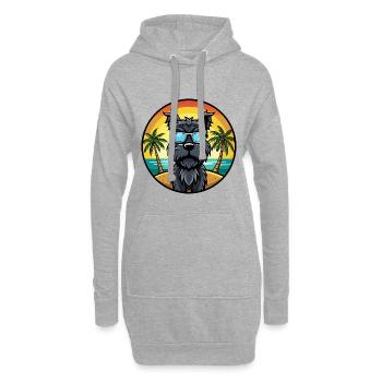 Schwarze russische Terrier Hunderasse Cartoon Sonnenbrille - Hoodie-Kleid - Grau meliert - Vorne