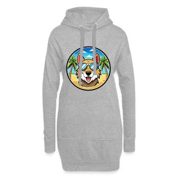 Aidi Hunderasse Cartoon Sonnenbrille Strand - Hoodie-Kleid - Grau meliert - Vorne