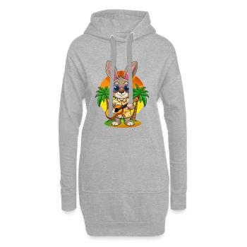 Lunettes de soleil de plage d’été de lapin drôle hawaïenne - Sweat-shirt à capuche long Femme - gris chiné - Devant