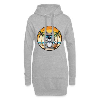 Wolf Lustige Cartoon Sommer Strand Sonnenbrille Aufkleber - Hoodie-Kleid - Grau meliert - Vorne