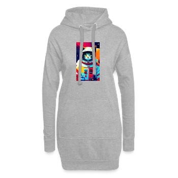 Astronauten-Katze - Hoodie-Kleid - Grau meliert - Vorne