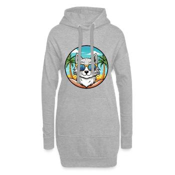 Lunettes de soleil de plage de race de chat angora turc - Sweat-shirt à capuche long Femme - gris chiné - Devant
